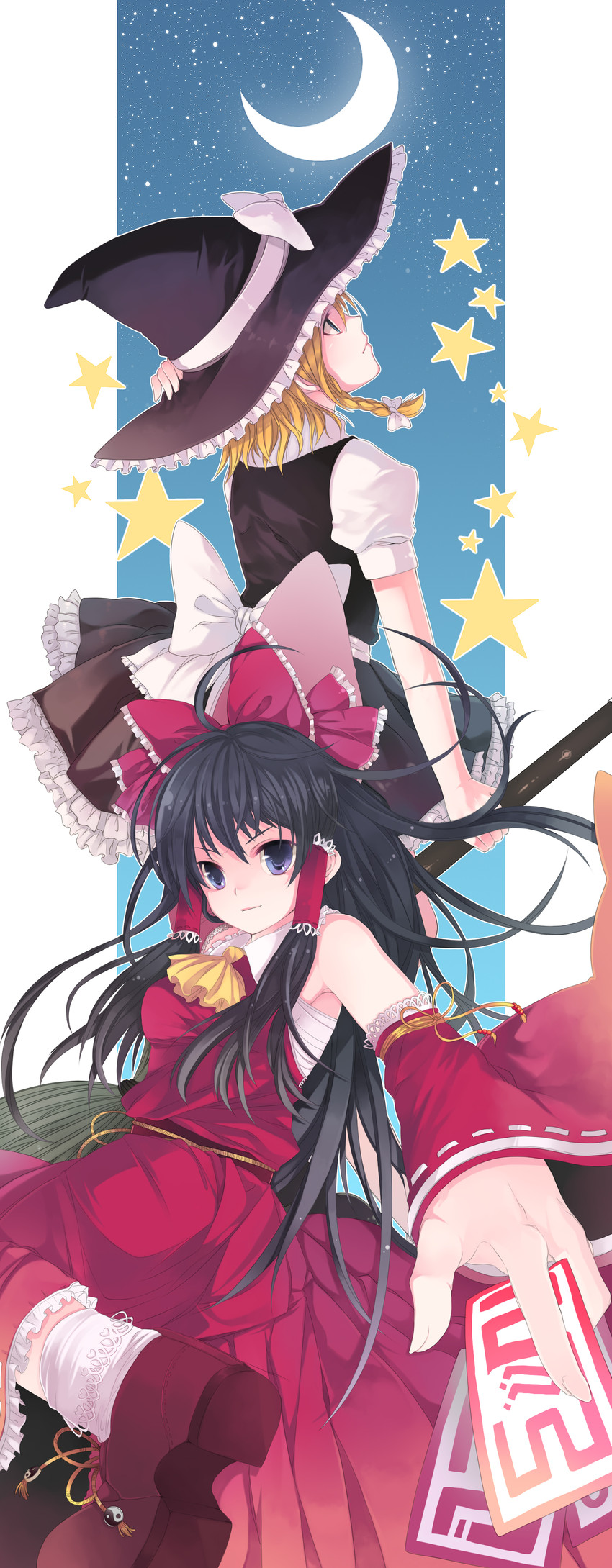 hakurei reimu and kirisame marisa (touhou) drawn by hase_neet