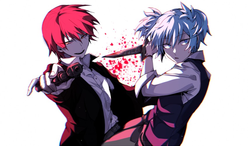 shiota nagisa and akabane karma (ansatsu kyoushitsu) drawn by shunnyun