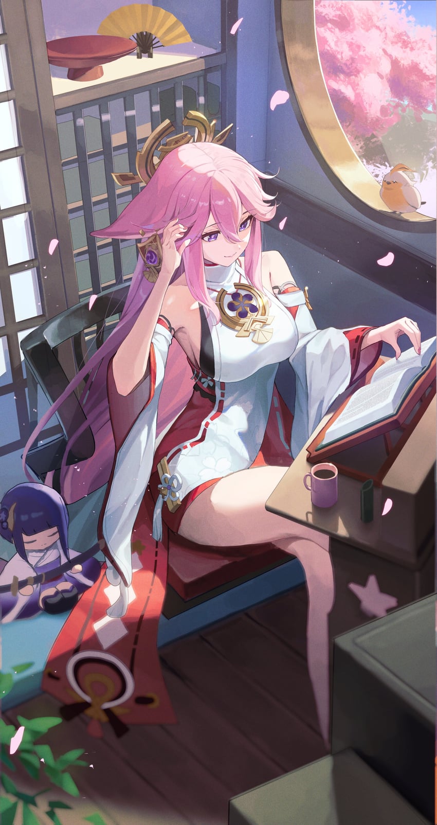 raiden shogun and yae miko (genshin impact) drawn by ginlear