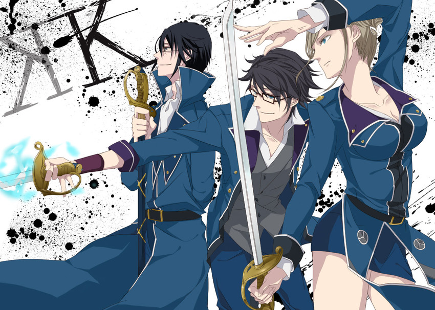 fushimi saruhiko, awashima seri, and munakata reishi (k-project) drawn by syn508
