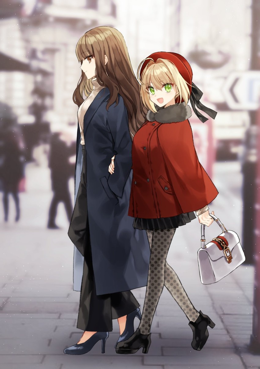 nero claudius and kishinami hakuno (fate and 1 more) drawn by gambe