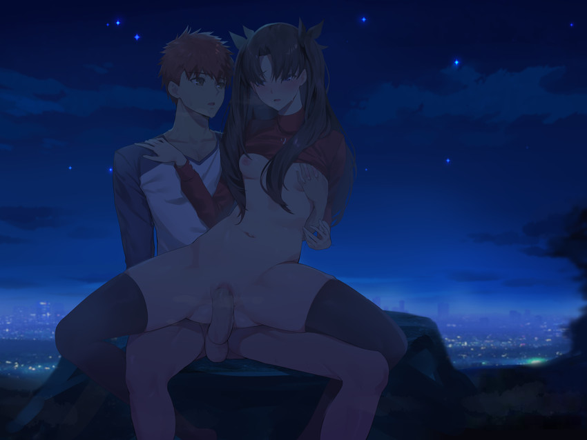 tohsaka rin and emiya shirou (fate and 1 more) drawn by blinkblink_art