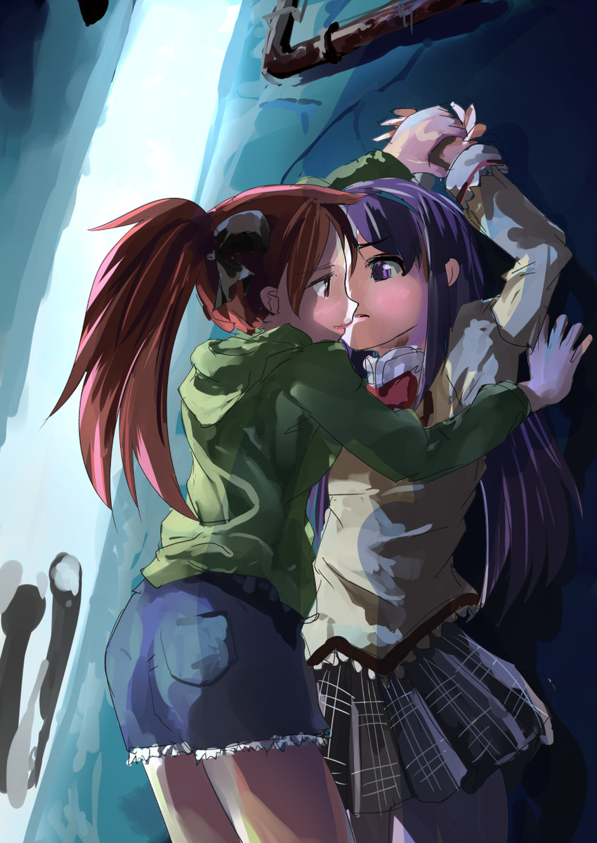 akemi homura and sakura kyoko (mahou shoujo madoka magica) drawn by furoaoba