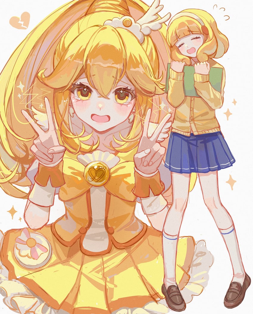 kise yayoi and cure peace (precure and 1 more) drawn by jing_qiu123