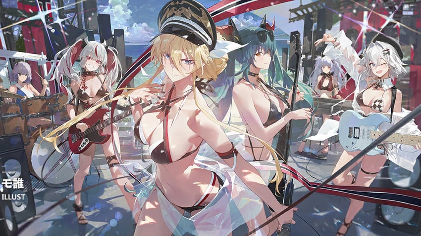 bismarck, regensburg, bismarck zwei, jade, u-556, and 3 more (azur lane) drawn by modare