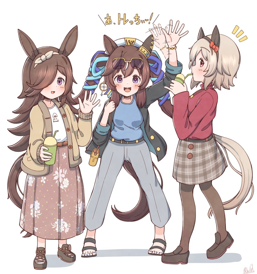 rice shower, curren chan, and vivlos (umamusume) drawn by rakugakiraid
