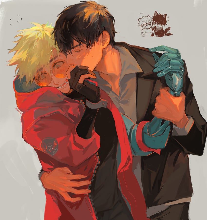 vash the stampede and nicholas d. wolfwood (trigun and 1 more) drawn by yu_(zatta13chan)