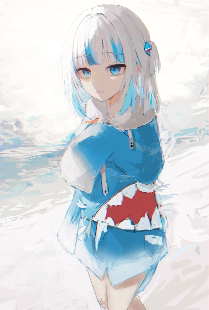 gawr gura and ebi-chan (hololive and 1 more) drawn by hurybone