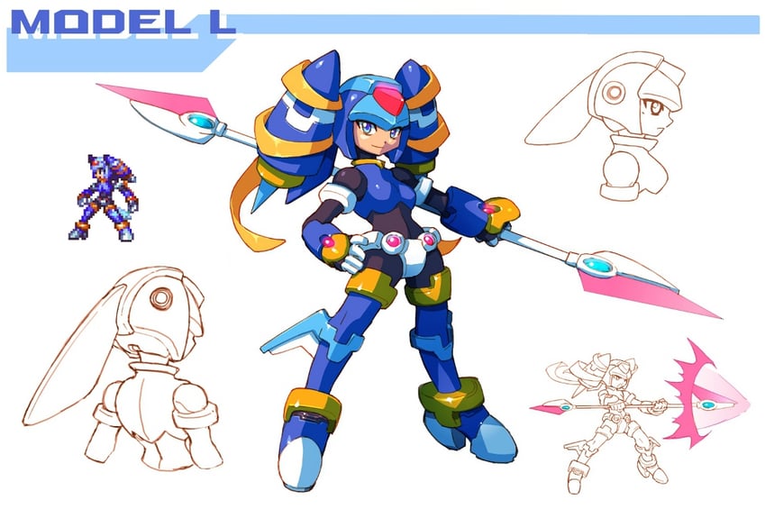 ciel and model l (mega man and 2 more) drawn by tomycase