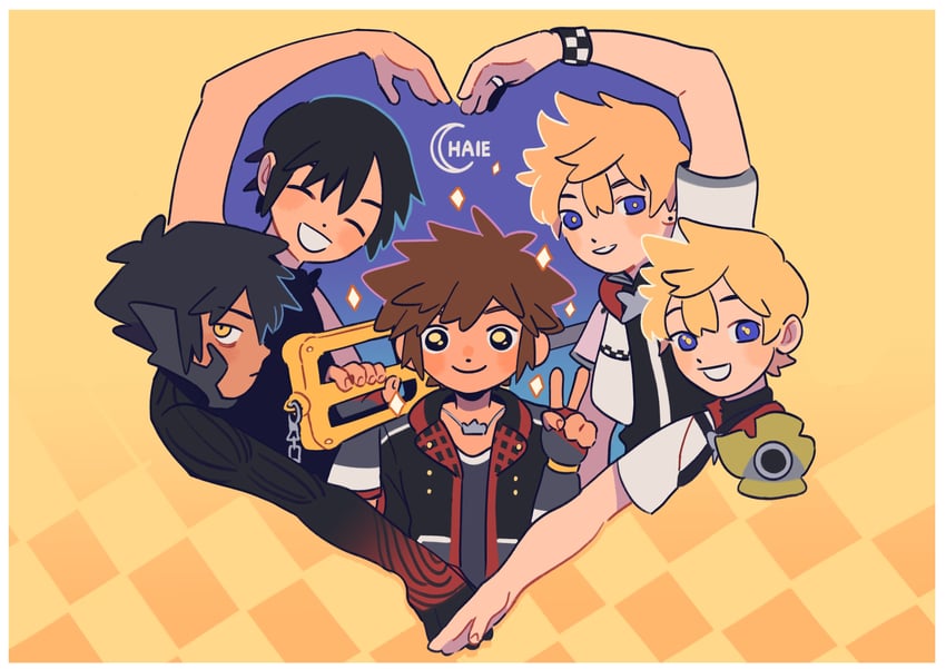 sora, roxas, xion, ventus, and vanitas (kingdom hearts and 3 more) drawn by chaie