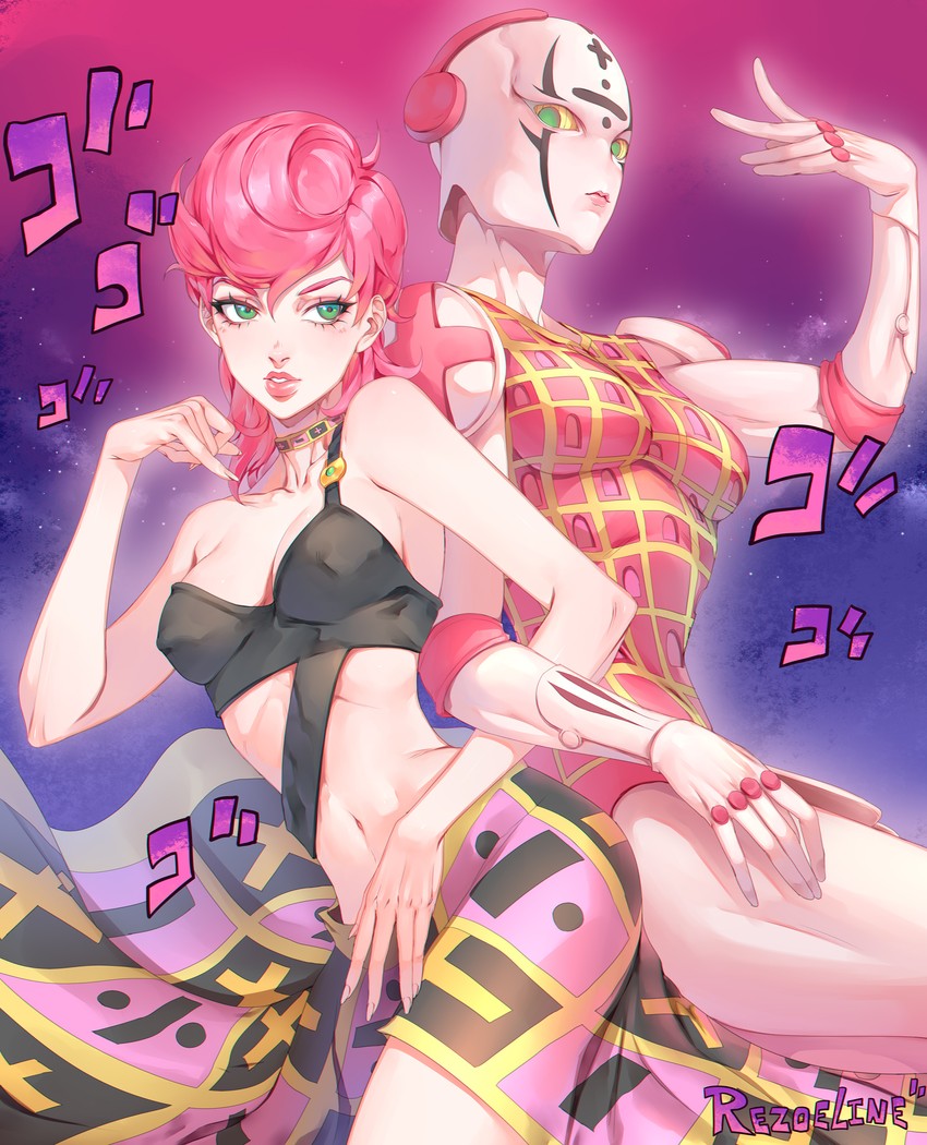 trish una and spice girl (jojo no kimyou na bouken and 1 more) drawn by rezoeline