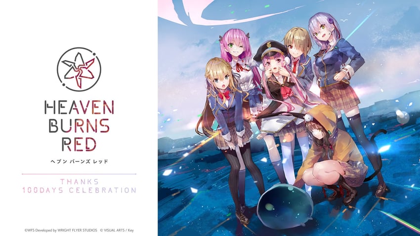 kayamori ruka, izumi yuki, asakura karen, toujou tsukasa, kunimi tama, and 1 more (heaven burns red) drawn by yuugen
