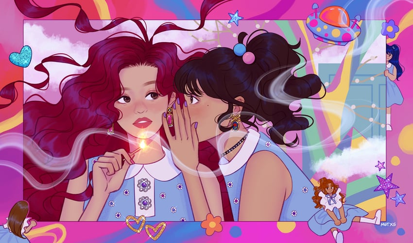 seulgi, irene, joy, wendy, and yeri (real life and 1 more) drawn by mimimar