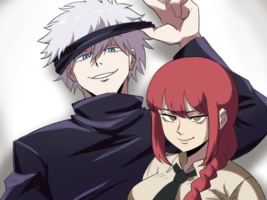 makima and gojou satoru (chainsaw man and 1 more) drawn by tina_fate