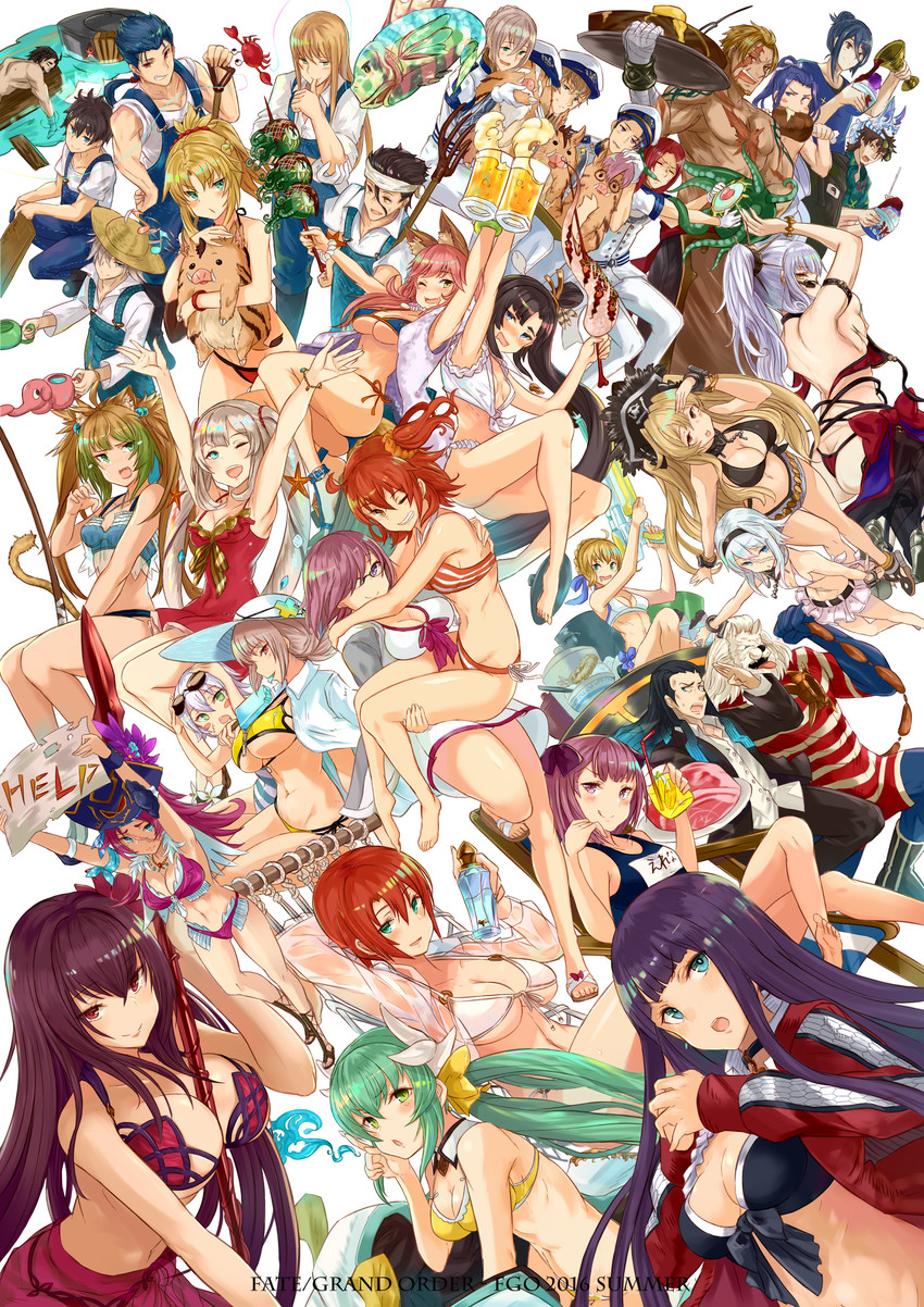 artoria pendragon, mash kyrielight, fujimaru ritsuka, tamamo, scathach, and 33 more (fate and 1 more) drawn by yatsuka_(846)
