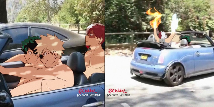 midoriya izuku, bakugou katsuki, and todoroki shoto (boku no hero academia) drawn by mica_(c_killjoy)