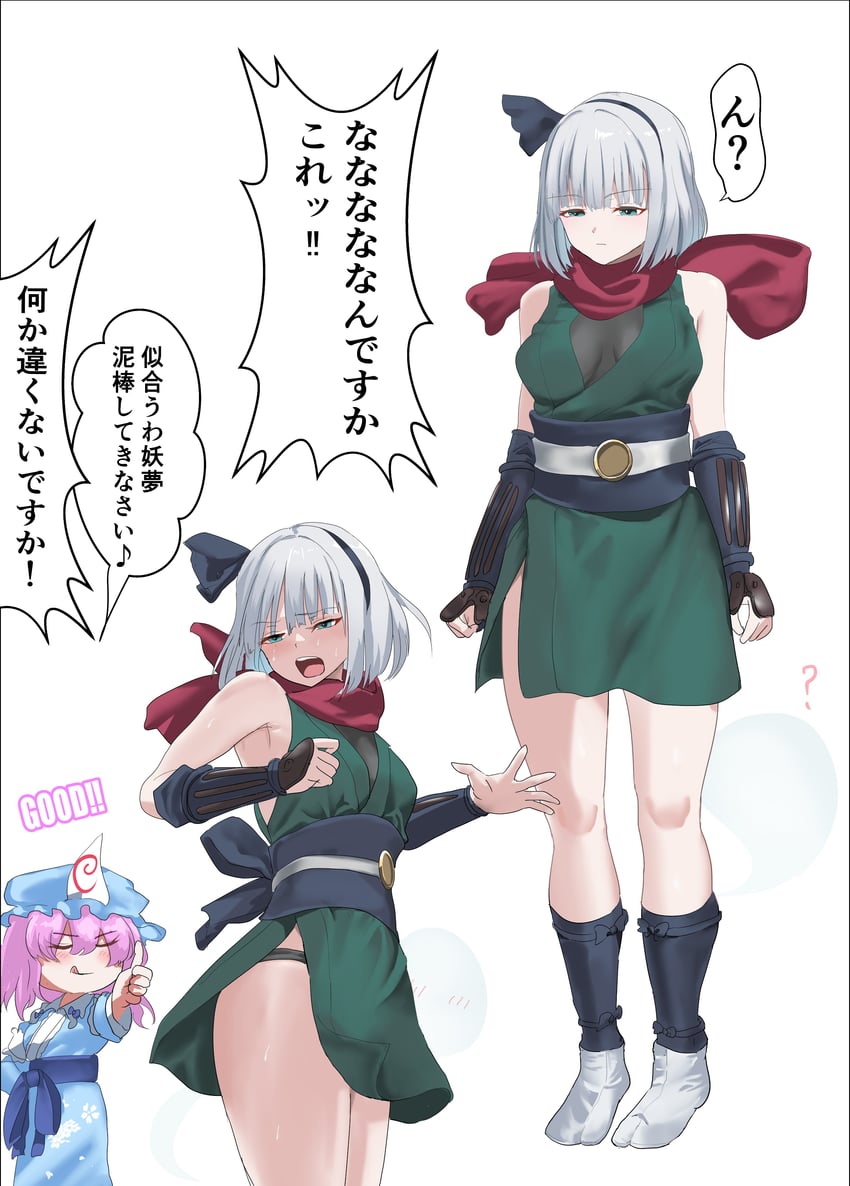 konpaku youmu and saigyouji yuyuko (touhou) drawn by yuri_kowashi_(tetsukabuto_nuranura)
