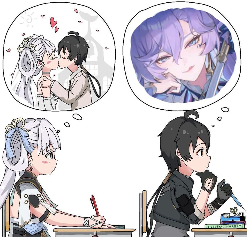rover, male rover, jinhsi, cantarella, and thomas the tank engine (wuthering waves and 1 more) drawn by kuro_memez