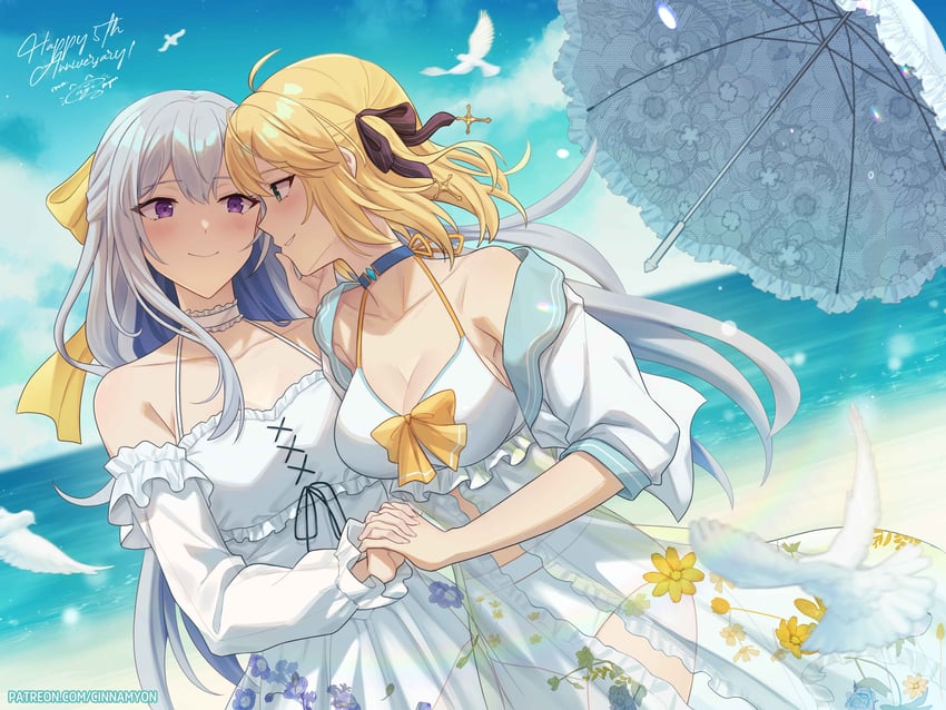 anisphia wynn palettia and euphyllia magenta (tensei oujo to tensai reijou no mahou kakumei) drawn by cinnamyon