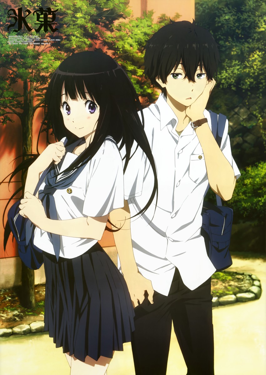 chitanda eru and oreki houtarou (hyouka) drawn by nishiya_futoshi