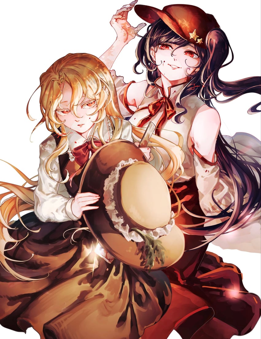 jacket girl and label girl (touhou and 1 more) drawn by jun_harukawa
