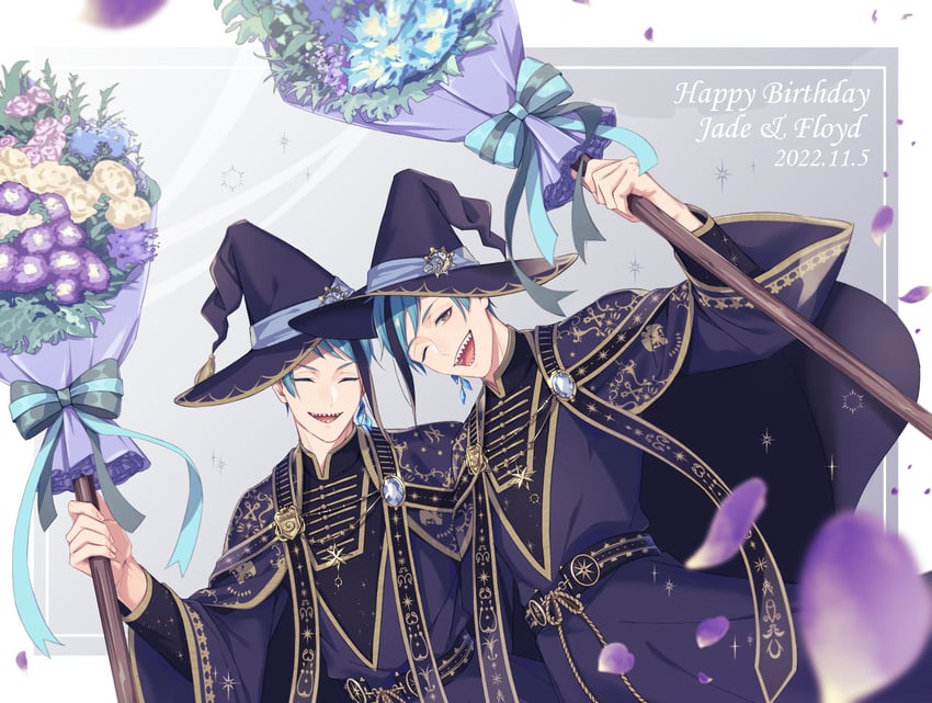 floyd leech and jade leech (twisted wonderland) drawn by michihito