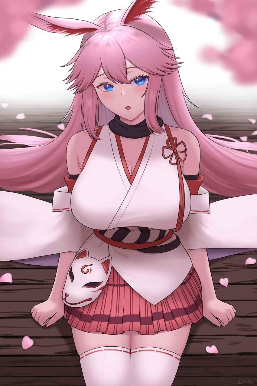 yae sakura (honkai and 1 more) drawn by 1nilla'