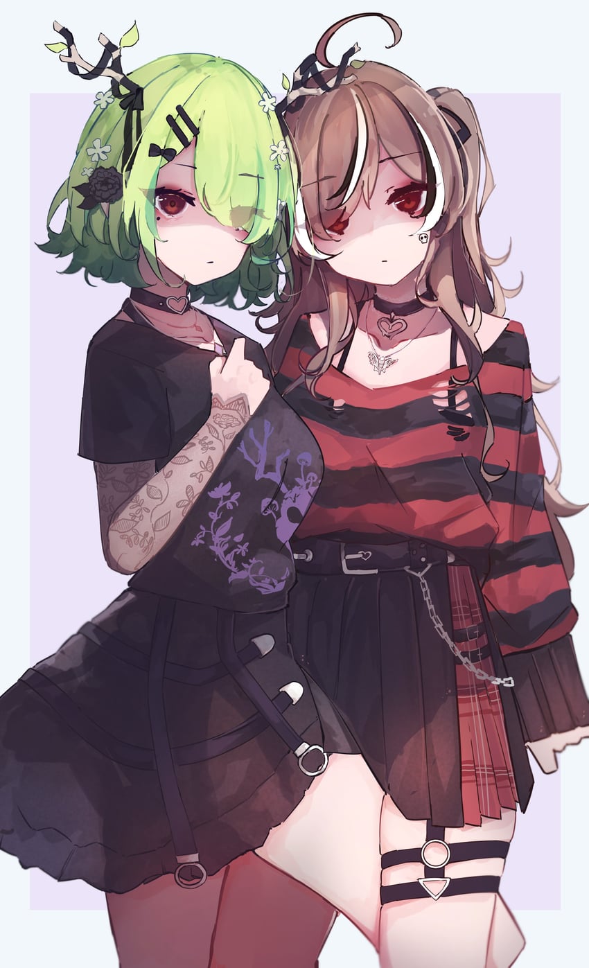 nanashi mumei and ceres fauna (hololive and 1 more) drawn by ty4nak
