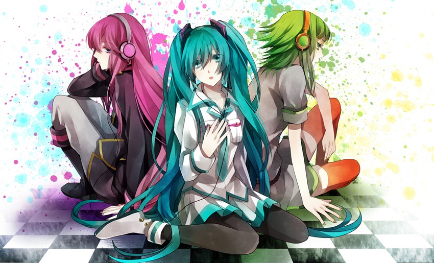 hatsune miku, megurine luka, and gumi (vocaloid) drawn by yuzuki_karu