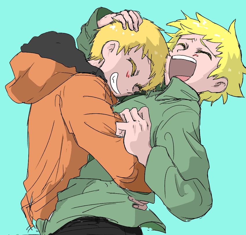 kenny mccormick and tweek tweak (south park) drawn by etcho_namshi
