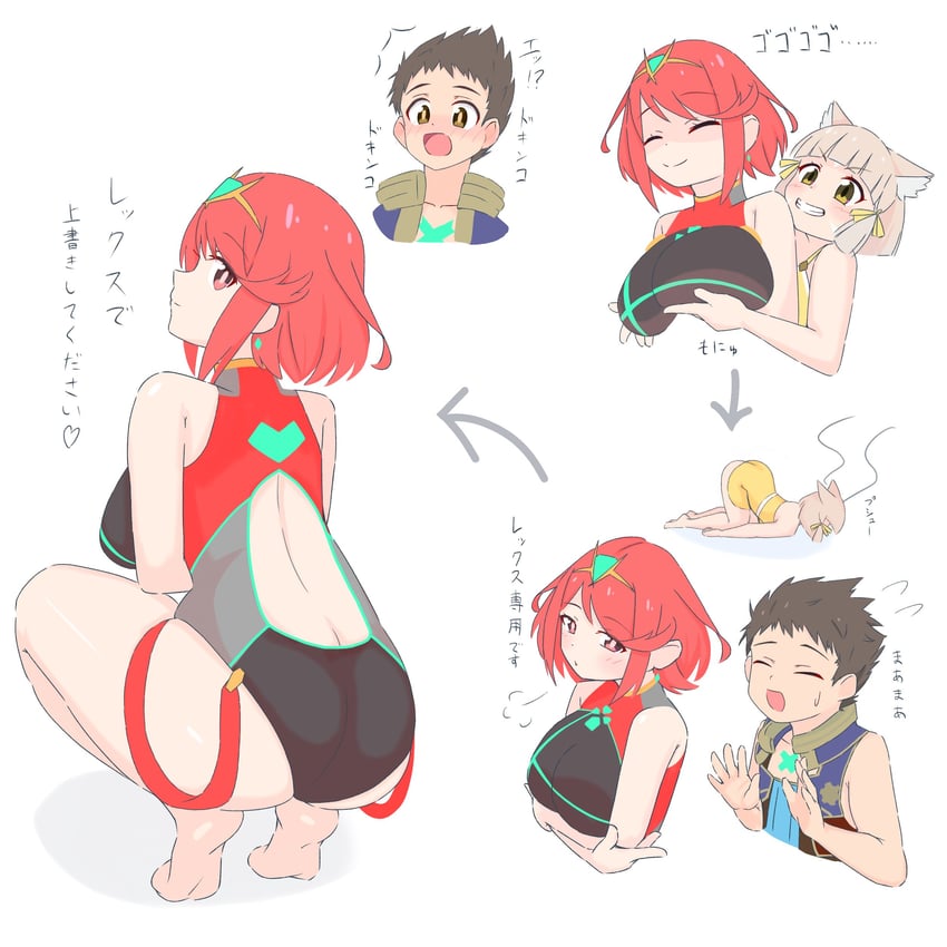 nia, rex, and pyra (xenoblade chronicles and 1 more) drawn by uncool_mochi