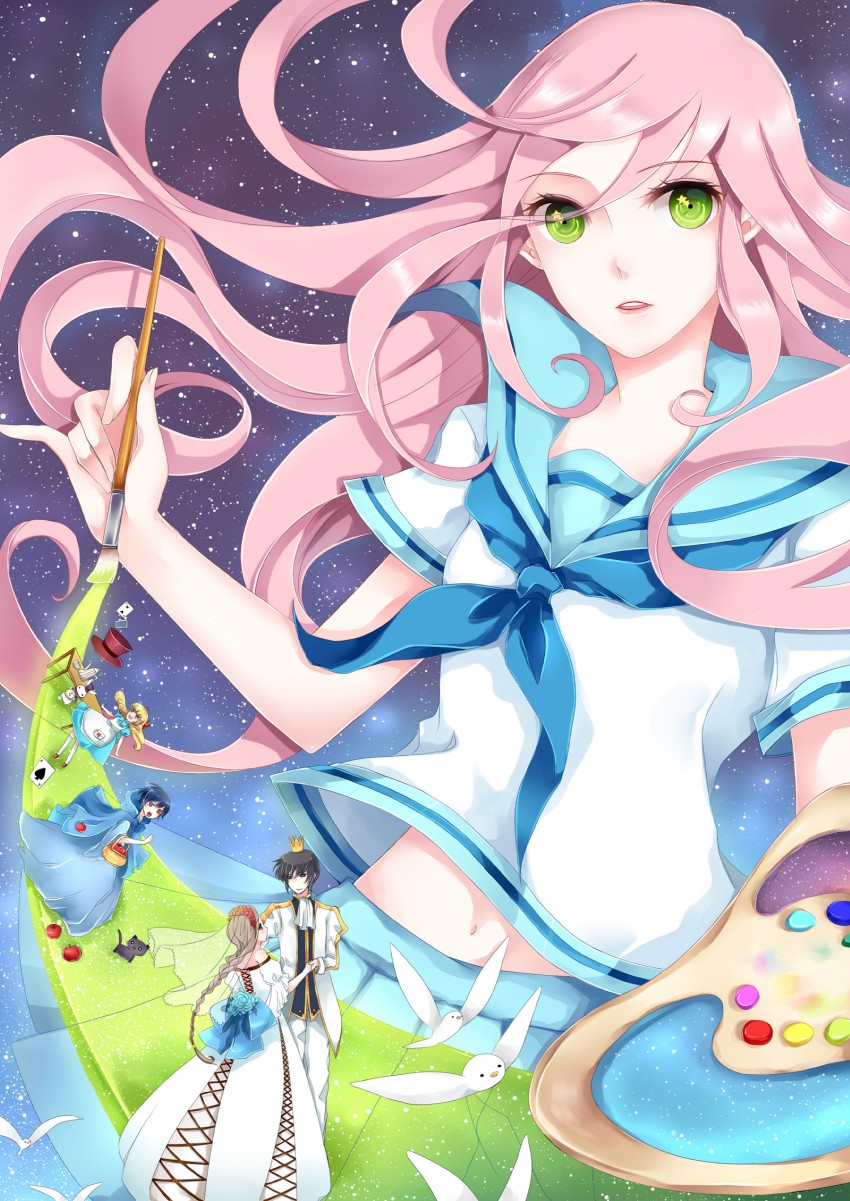 alice, snow white, and cinderella (original and 4 more) drawn by arakunae