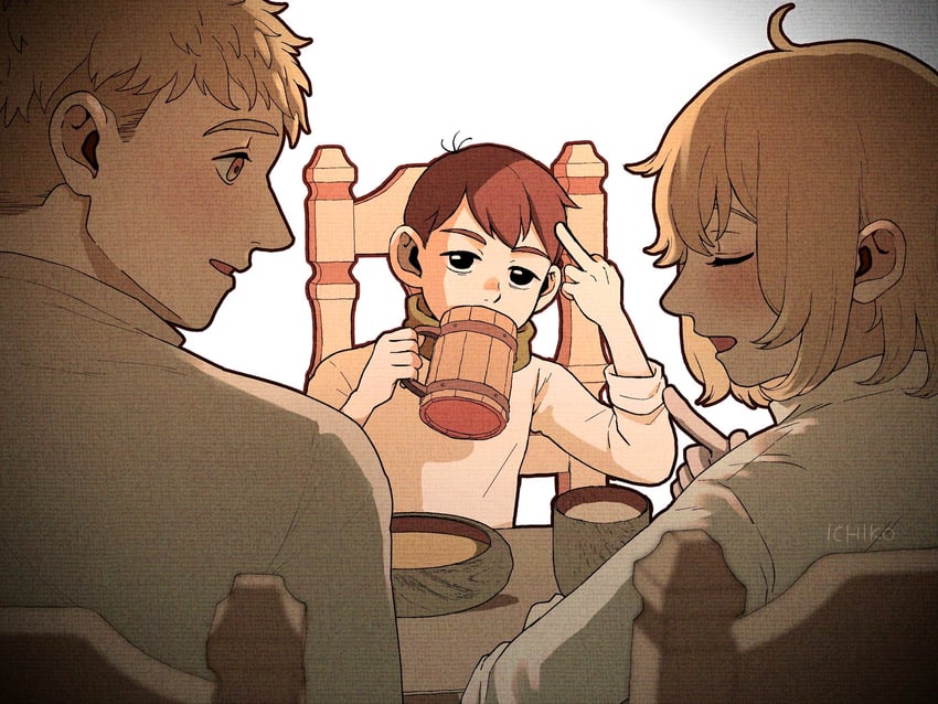 falin touden, laios touden, and chilchuck tims (dungeon meshi) drawn by ichiko_07
