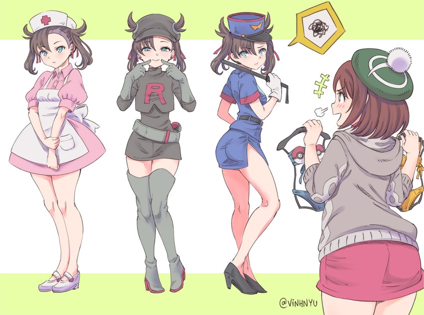 marnie, gloria, joy, team rocket grunt, and jenny (pokemon and 1 more) drawn by vinhnyu