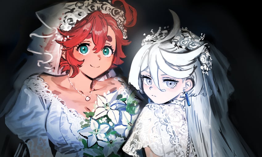 suletta mercury and miorine rembran (gundam and 1 more) drawn by belletaku