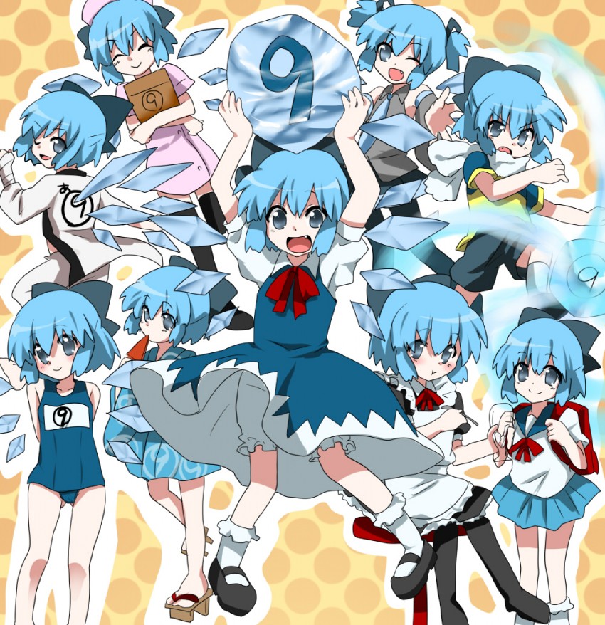 hatsune miku, cirno, fubuki shirou, and sagara sanosuke (touhou and 3 more) drawn by marimo_danshaku