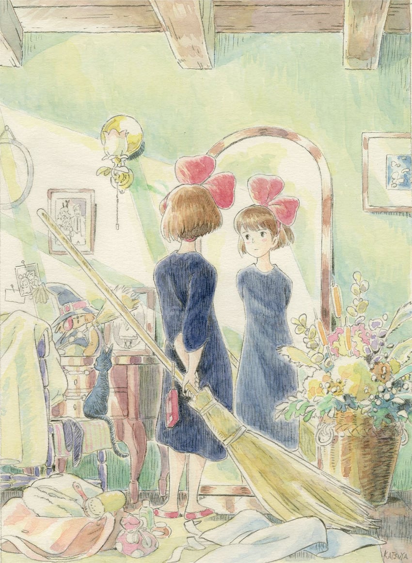kiki and jiji (majo no takkyuubin) drawn by kondou_katsuya