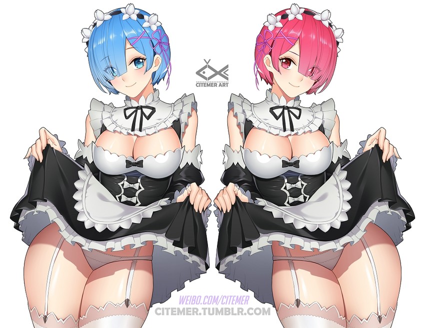 rem and ram (re:zero kara hajimeru isekai seikatsu) drawn by citemer