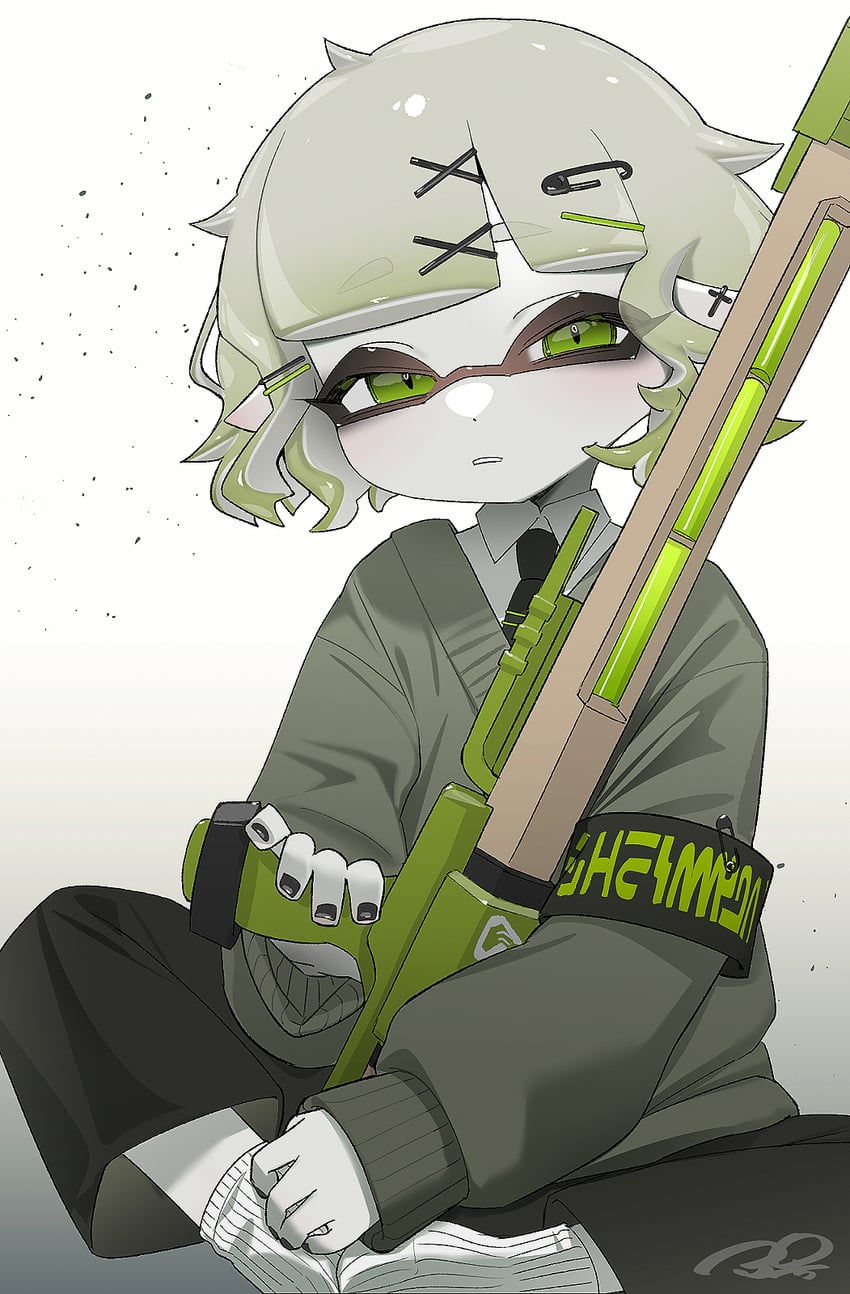 inkling player character and inkling girl (splatoon) drawn by puchiman