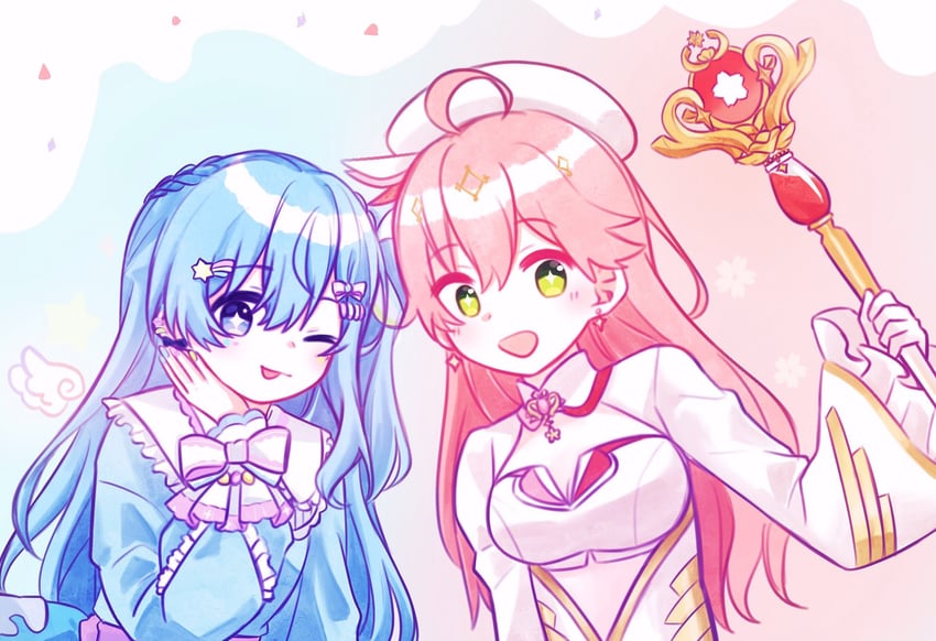 hoshimachi suisei, sakura miko, and super idol comet-chan (hololive and 1 more) drawn by yumi5469