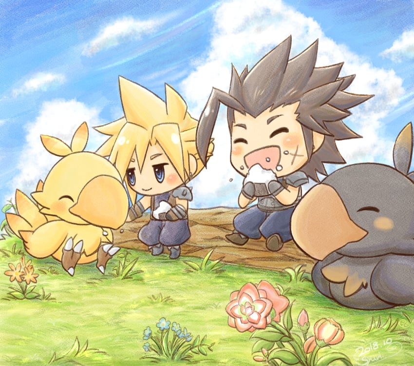cloud strife and zack fair (final fantasy and 3 more) drawn by shuri_(syurigame)