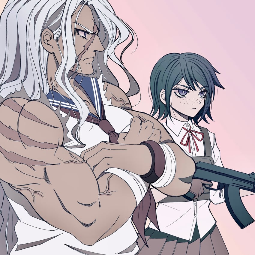 ogami sakura (danganronpa and 1 more) drawn by satori_(aosky9077)