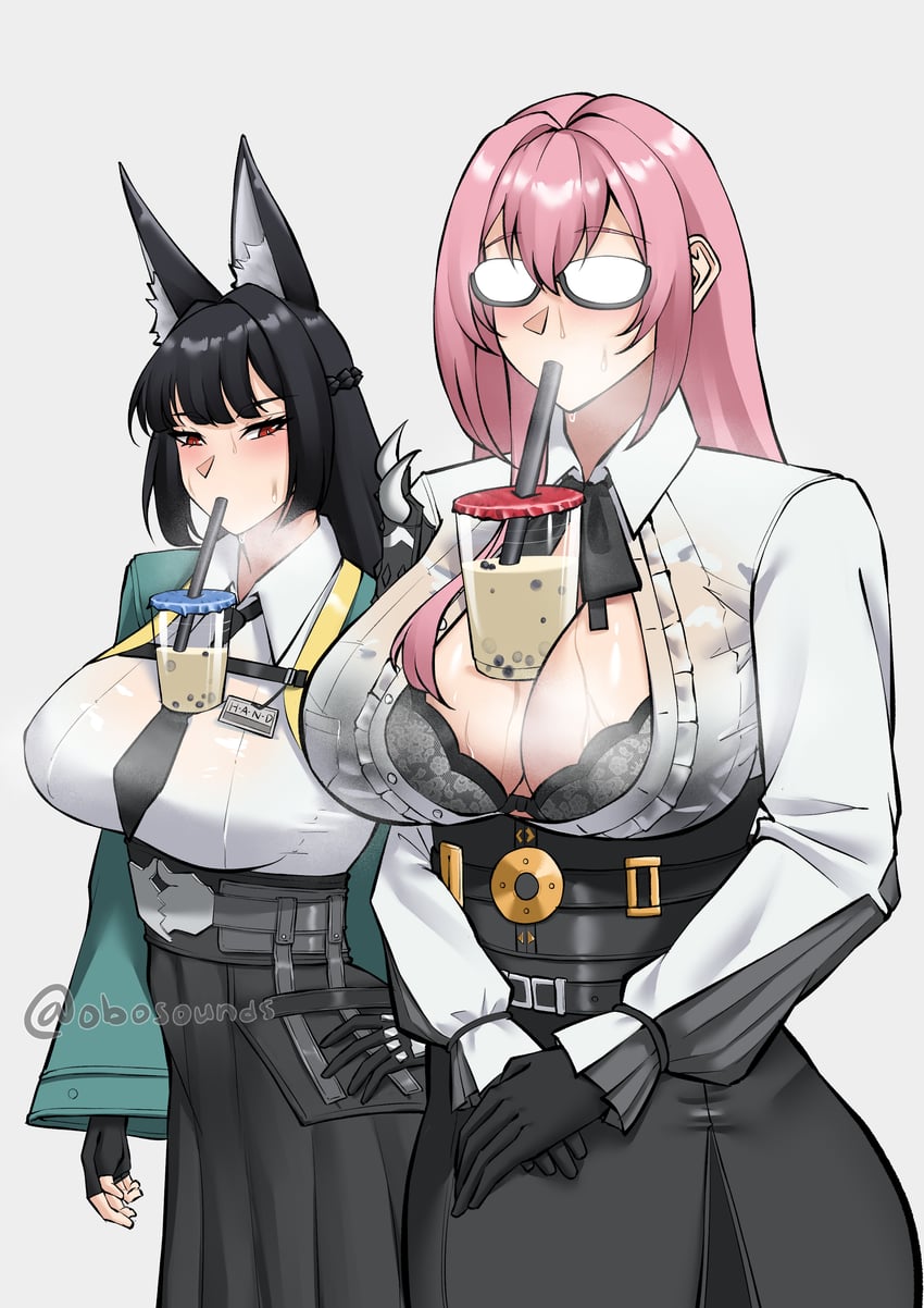 hoshimi miyabi and tsukishiro yanagi (zenless zone zero) drawn by obosounds