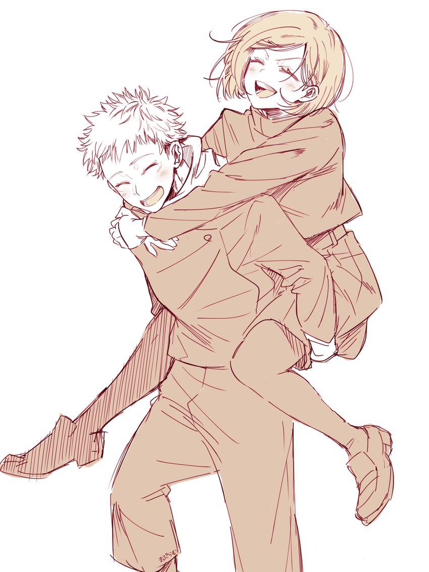itadori yuuji and kugisaki nobara (jujutsu kaisen) drawn by maplum