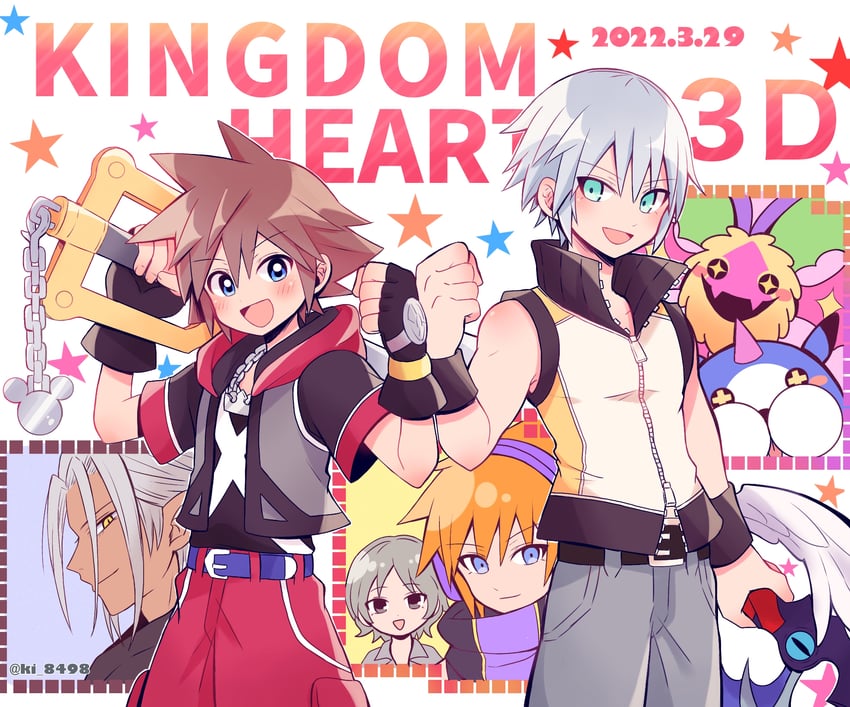 sora, riku, sakuraba neku, xehanort, kiryu yoshiya, and 2 more (kingdom hearts and 2 more) drawn by yataba