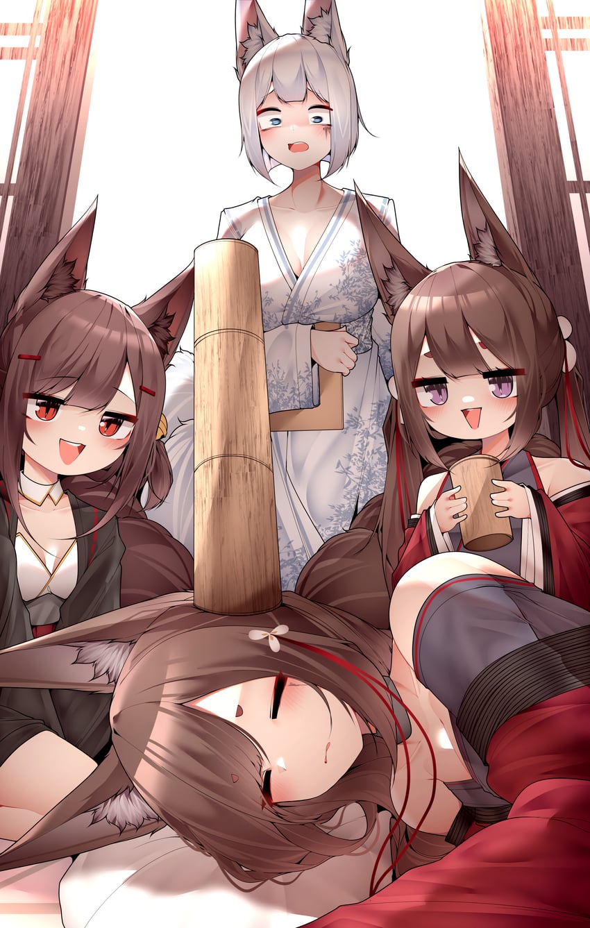 kaga, amagi, amagi-chan, and akagi-chan (azur lane) drawn by samip