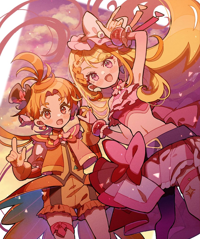 hijiri ageha, yuunagi tsubasa, cure butterfly, and cure wing (precure and 1 more) drawn by kannagi6
