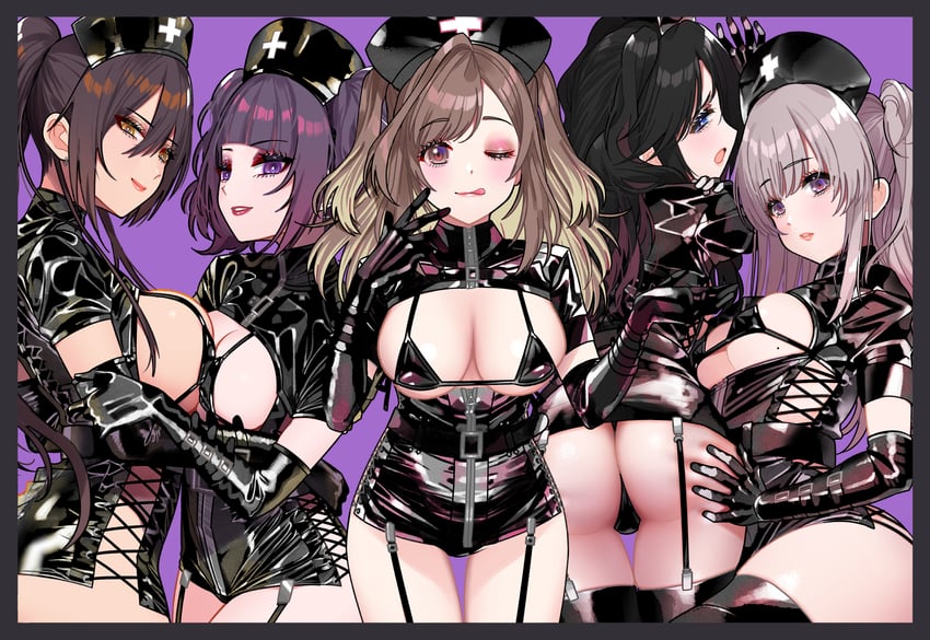 shirase sakuya, tsukioka kogane, tanaka mamimi, yukoku kiriko, and mitsumine yuika (idolmaster and 1 more) drawn by maou_(demonlord)