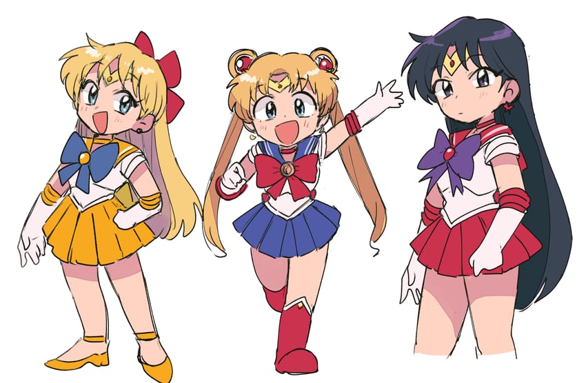 tsukino usagi, sailor moon, aino minako, hino rei, sailor venus, and 1 more (bishoujo senshi sailor moon) drawn by tsubobot
