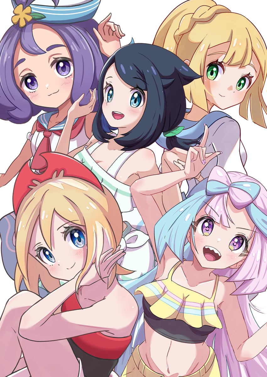lillie, iono, irida, liko, and acerola (pokemon and 5 more) drawn by rono_(lethys)
